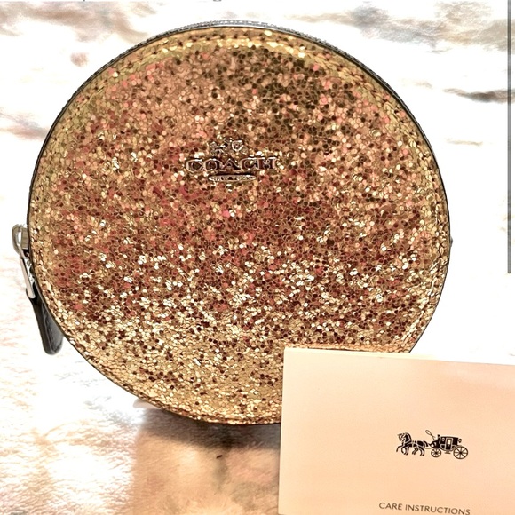 Coach Wizard of Oz NWT round gold glitter coin purse bag charm key fob - Picture 10 of 15